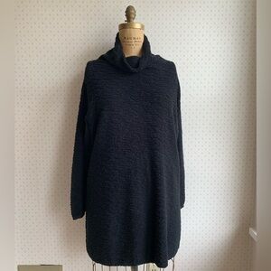Eileen Fisher Textured Scrunch Neck Organic Cotton Tunic Sweater